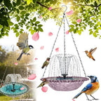 Solar Cascade Hanging Bird Bath Fountain, Solar Powered Hanging Bird Bath Fountain with Solars Pump & Glass Bowl, Large Solar Cascade Fountain for Outdoor, Gardens (Purple) by Unknown