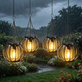 4Pack Solar Hanging Lanterns Outdoor Waterproof Metal Solar Lanterns with Hook, Bright Warm LED Hanging Lights Auto On/Off for Yard Garden Patio Porch Balcony Pathway Outdoor Decor (4) by Unknown