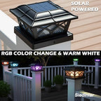 SIEDiNLAR Solar Post Cap Lights Outdoor Glass 2 Color Modes Black (4 Pack) - Image 2