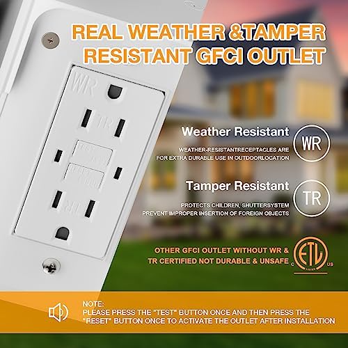 Ehaho Porch Light with GFCI Outlet Aircraft Grade Aluminum Alloy-White 2PCS - Image 2
