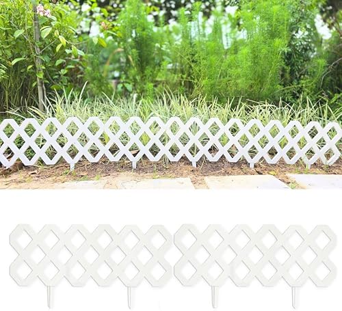 LaLaGreen Decorative Garden Edging Border (23in, 10 Pack) White Fence Panel by L%C3%A1L%C3%A1Green