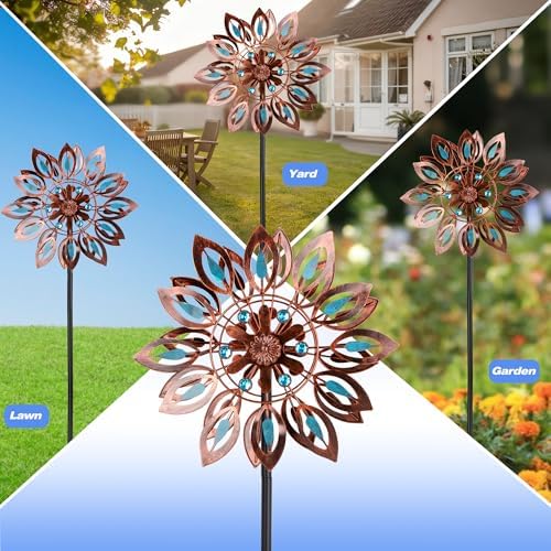 Wind Spinners for Outdoor Yard Decor, 360 Degrees Swivel Outdoor Metal Wind Spinner, 62" Wind Sculptures Garden Decor for Patio Lawn Yard - Image 5