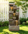 41.7" Outdoor Fountain 3 Tier Modern Water Fountain with LED Light and Pump by Keureedg