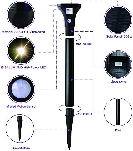 AURAXY LED Solar Powered Motion Sensor Pathway Lights, Battery Powered Outdoor Waterproof Motion Detector Walkway Light, Use for Your House's Yard Backyard Driveway Sidewalk Path Garden etc.(2 Pack) - Image 6