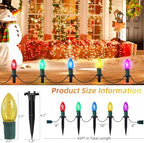 USOKYO 45Ft C9 Led Christmas Pathway Lights Outdoor, 30 Multicolor Bulbs Waterproof Connectable Christmas Walkway Lights with Stakes for Yard Lawn Sidewalk Driveway Decorations - Image 5