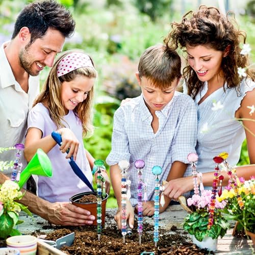 UFU 192Pcs DIY Fairy Wand Beaded Garden Stakes Kit, Decorative Garden Stakes with Colorful Crystal Pendants, Outdoor Fairy Garden Accessories, Beadable Items for Decor, Gifts & Craft (10 in) - Image 6