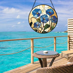 Stained Glass Window Hanging - Morning Glory Suncatcher for Door Garden Home Decor Birth Flower Sun Catcher Christmas Birthday for Lovers Friend Women Mom Nana 9.8 in - Image 4