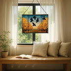 Crows Flying Over Autumn Orchard Rectangular Stained Glass Suncatcher – Hanging Window Panel with Animal & Nature Scene – Vibrant Glass Art Gift for Wildlife, Fantasy, Nature Lovers 90NTOm - Image 7