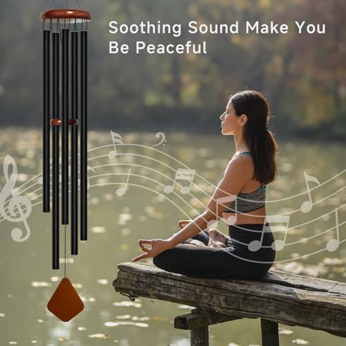 Bursvik 60" Deep Tone Wind Chimes - 5 Metal Tubes Rhombus Garden Patio Gift - Image 5