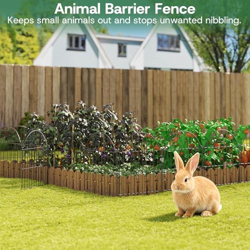 Garden Fence Panels, 24in H x 9.68ft L, 5 Panels with Gate Rust-Resistant Decorative Garden Fence, No Dig Small Garden Fence, Animal Barrier Fence for Garden Yard Flower Bed Patio Outdoor - Image 3