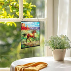Brown Mustangs Horse cantering Through Open Canyon Floor Square Suncatcher – Stained Glass Style Window Panel with Pastoral Scene, Custom Decorative Hanging Art for Equestrian Home, Christmas WdEB2V - Image 2