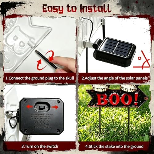 Halloween Decorations Outdoor Scary Skeleton Yard Stakes Solar Lights 2Pack - Image 5