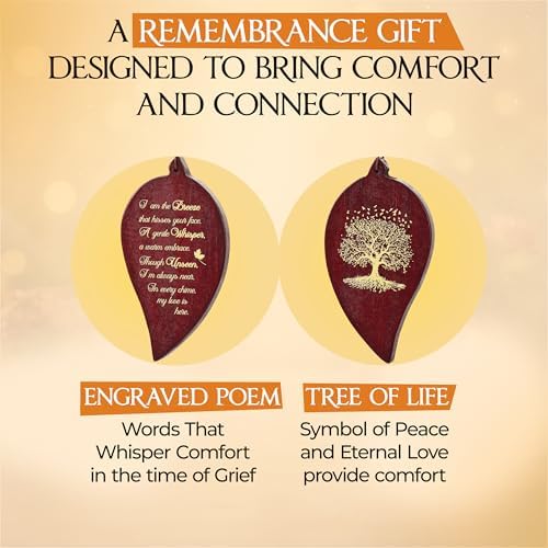 32 Inch Leaf Gold Memorial Wind Chimes for Loss of Loved One Sympathy Gift - Image 2