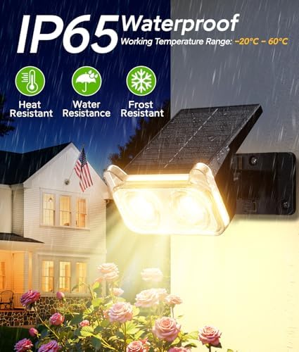 LETMY Solar Lights Outdoor Waterproof IP65, 6 Pack Solar Spot Lights Outdoor with 14 Big LEDs, 2-in-1 Wall Lights & 2 Modes Solar Landscape Spotlights for Pathway Yard Decor Garden Gifts (Warm White) - Image 5