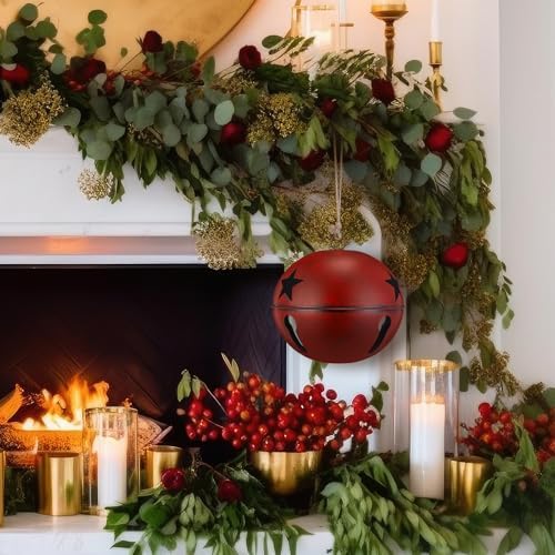 Civaner 1 Pcs 8 Inch Giant Metal Christmas Burgundy Jingle Bell - Image 5
