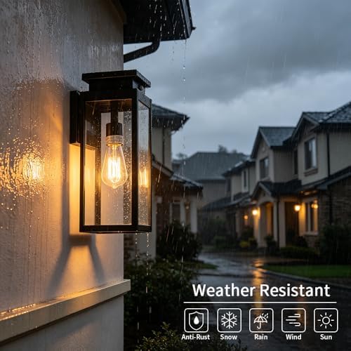 Cerdeco 15" Dusk to Dawn Outdoor Wall Light with 4-Side Clear Glass,2 Pack - Image 5