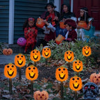 BRIGHTDECK Halloween Solar Pathway Lights Outdoor, LED Decor, Light Up Solar Stake Lights for Holiday, Halloween, Walkway, Sidewalk (Smile Pumpkin, 10-Pack) - Image 7