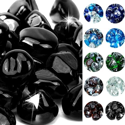 Onlyfire 10 lbs Fire Glass Diamonds 1 Inch, Reflective Fire Pit Glass Rocks by onlyfire