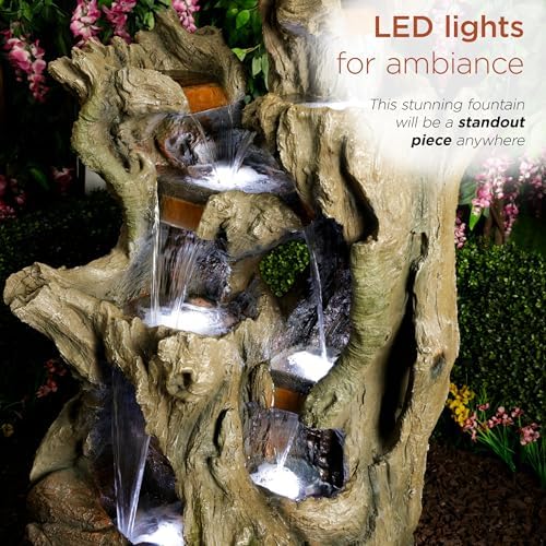 Alpine Corporation WIN1398 Outdoor Cascading Willow Tree Floor Fountain with Cool White LED Lights, 53" Tall - Image 6