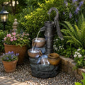 32" Large Outdoor Water Fountain with Lights, Vintage Pump Outdoor Fountains and Waterfalls, Rustic Garden Water Fountain for Patio Yard by Unknown