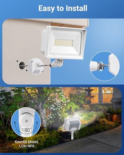 DEWENWILS 65W Outdoor LED Flood Light, IP65 Waterproof 6670LM 5000K, White - Image 3