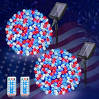 woohaha 4th of July Solar Outdoor String Lights,Red White Blue by Woohaha