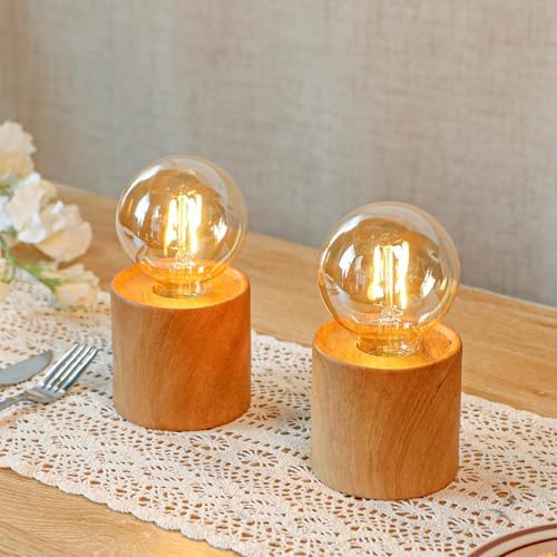 JHY DESIGN Set of 4 Wood Grain Table Lamp 6.5" Tall Cordless Lamp Light with Edison Style Bulb and 6 Hours Timer Battery Operated Lamp Great for Living Room Weddings Parties Patio Indoors Outdoors - Image 6