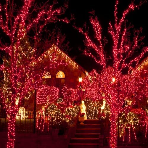 Solar Christmas Lights Outdoor 2 Pack 144FT 400LED Solar String Lights Red - Image 5