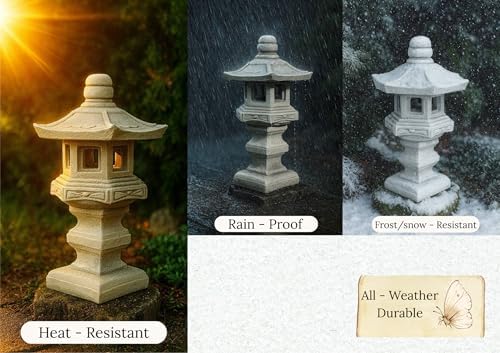 Oriental Lantern Statue Outdoor Pagoda Sculpture Zen Garden Decoration Yard Asian Figure Concrete Lawn Statuary Japanese Ornament Backyard Chinese Stone Style - Image 4