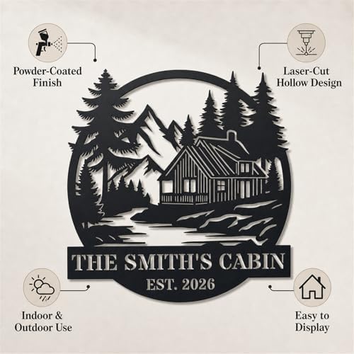 Personalized Cabin Metal Sign, Custom Family Name Rustic Wall Art for Cabin, Custom Campsite Wall Decor, Mountain Trail Art, Family Camper Sign, Rustic Cabin & Lodge Decor for Dock, Deck, Entryway - Image 3