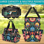 Mexican Flowers Garden Tool Bag, Garden Tote Storage Bag with 10 Pockets, Indoor and Outdoor Colorful Mexican Gardening Tool Organizer for Women Men - Image 4