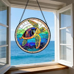 Colored Sea Turtle Ocean Stained Glass Window Hanging Suncatcher Gifts 15" - Image 5