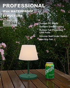 WEILAILUX Outdoor Battery Operated Table Lamp Waterproof, 4000mAh Cordless Table Lamp Rechargeable, Touch Dimmable Desk Lamp, LED Night Light for Patio Camping Restaurant Home, H9.6in, Green - Image 3
