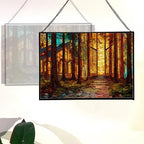 Sun Shining Through Window in Forest Chapel Rectangular Stained Glass Suncatcher – Hanging Window Panel with Animal & Nature Scene – Vibrant Glass Art Gift for Wildlife, Fantasy, Nature Lovers rQwQYE - Image 3
