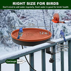 Heated Bird Bath for Outdoors for Winter, 3 Easy Ways to Mount Detachable Bird Bath Bowl, 75W Heated Bird Baths with Thermostatically Controlled for Garden Yard Patio Lawn, Terracotta - Image 2