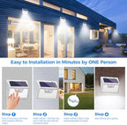 Peasur Solar Outdoor Lights [20 Pack/140LED], 3000K Solar Motion Sensor Outdoor Powered Security Lights 3 Working Modes Waterproof for Outside Garden Yard, White Frame - Image 6