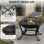 ZENY 22 in Fire Pit for Outside Wood Burning Firepit with Lid and Poker - Image 3