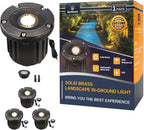 Gardenreet Brass Well Lights, 12V Low Voltage Wired 2700K In-Ground, 4PK by Gardenreet