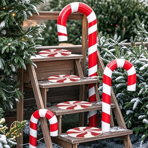 Dunzy 6 Pcs Peppermint Outdoor Decor Christmas Stepping Stone, 8", Sty1 - Image 4