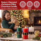 Retisee 3 Pack Christmas Flameless Candle, Santa Belt Design, Mixed Colors - Image 4