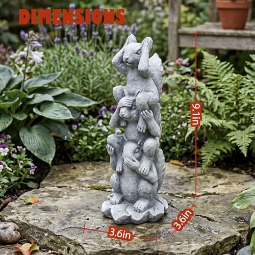 Elenon Zen Squirrel Statue, Three Wise Squirrels Sculpture, Meditation Yoga Animal Figurine, Sculpture, Hand-Painted Resin Garden Decor for Patio Lawn Home - Image 4