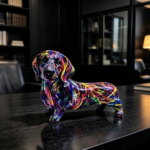FUNSXBUG Colorful Dachshund Dog Statue Art Figurines Sculpture Collectibles Home Office Desktop Decor Outdoor Garden Display Decoration (Dachshund Dog 2) - Image 5