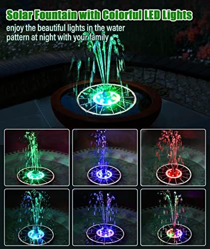 SZMP Solar Fountain Upgraded 100% Glass Panel & Solar Fountain 3.5W Bird Bath Fountains with Flower 2023 Upgraded Glass Panel (Black) - Image 2