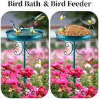 Daoeny 35In Metal Bird Bath for Outside, Vintage Freestanding Birdbaths & Birdfeeder, Bird Baths Feeder Bowl for Outdoors Garden Patio Yard Lawn Decor, Upgraded 5-Pronged Base (Blue) - Image 4