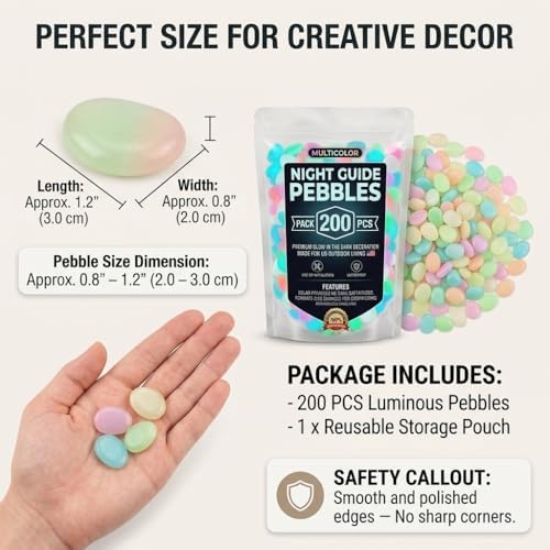 Brighten Up Your Garden with Colorful Glow in the Dark Garden Stones - Luminous Pebbles Perfect for Outdoor Decor, Fish Tanks & Patios (1000pcs) - Image 5