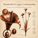 Flamed Copper Three Calla Lilies Garden Stake with Bells, Handmade Metal Flower Rain Chimes Yard Art Decor, Weatherproof Outdoor Sculpture Rain Catcher for Lawn, Patio and Pathway, Unique Gift - Image 4