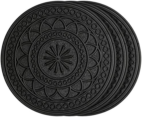 HF by LT Rubber Estate Garden Stepping Stone, Round, 11-3/4 Inches, Black, Set of 3 by HFbyLT