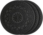 HF by LT Rubber Estate Garden Stepping Stone, Round, 11-3/4 Inches, Black, Set of 3 by HFbyLT