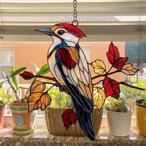 Red Woodpecker Acrylic Suncatcher - Image 4