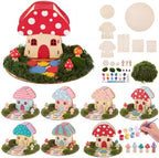 Kathfly 8 Sets Wooden Fairy House DIY Craft Kit for Kids with Paints & Decorations,Unpainted Miniature Garden Accessories for Home Event Party Decorations, Arts Birthday Party Favor (Mushroom Houses) by Kathfly
